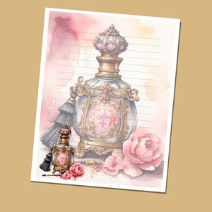 Antique Bottle - Lined Stationery Paper (25 Sheets) 8.5 x 11 Premi…